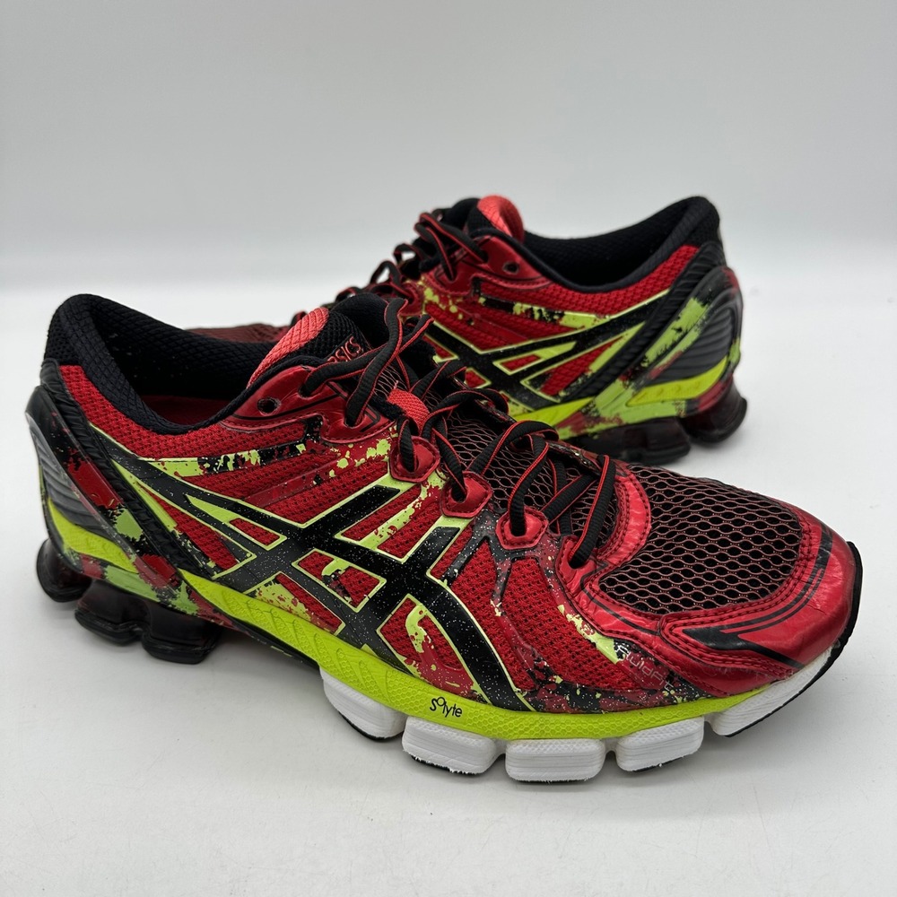 ASICS T4A1N Men Size 9 Running Shoes Gel-Sendai 2 Flash Yellow Black Red Sneaker